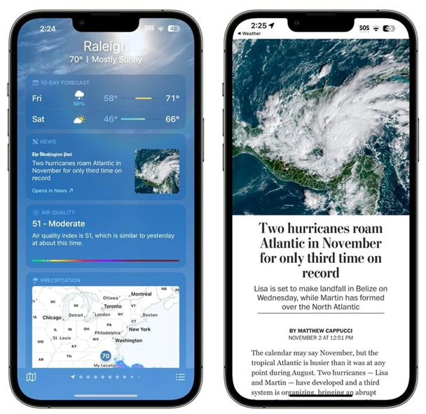 通州苹果14维修分享iPhone 14手机如何看天气时顺带看新闻 